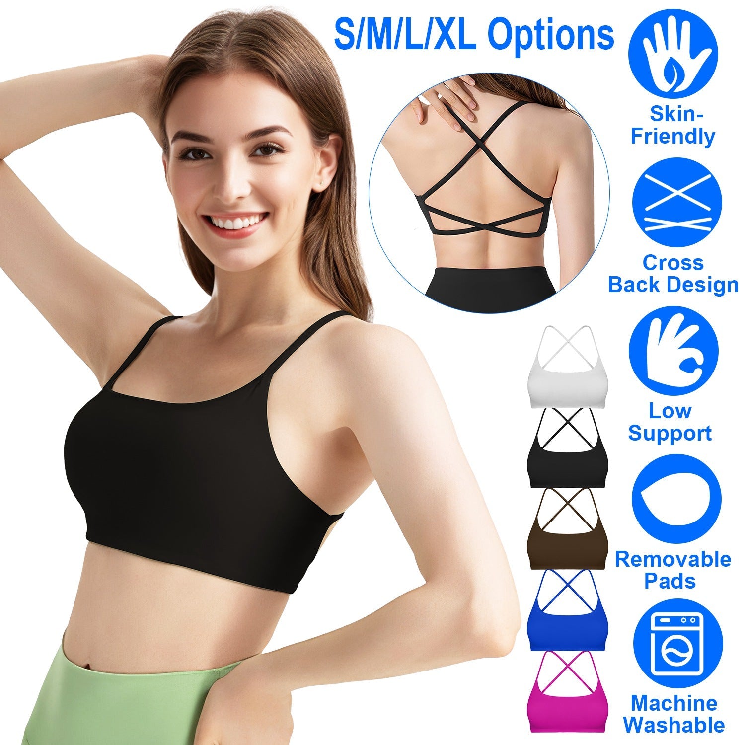 Women's Cross Back Padded Sports Bra