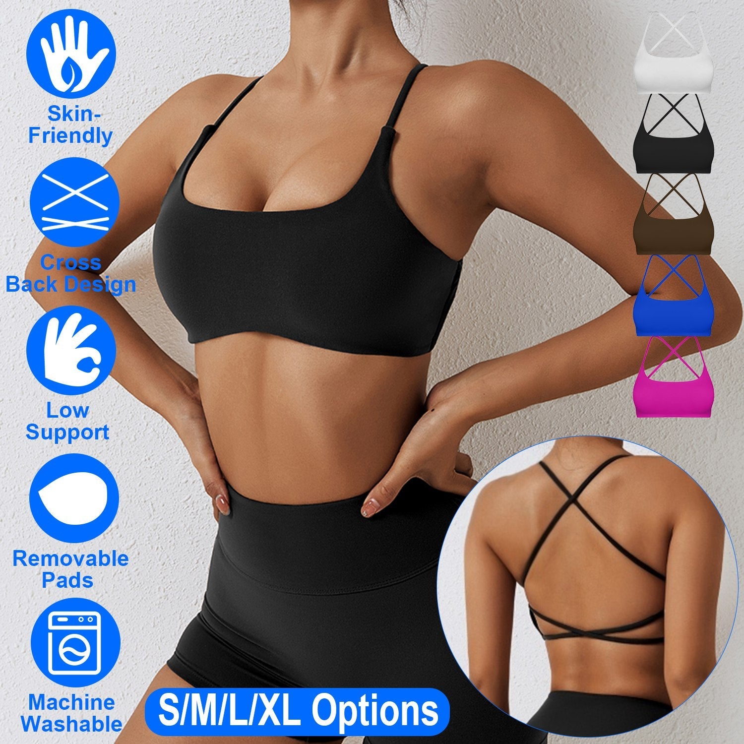 Women's Cross Back Padded Sports Bra