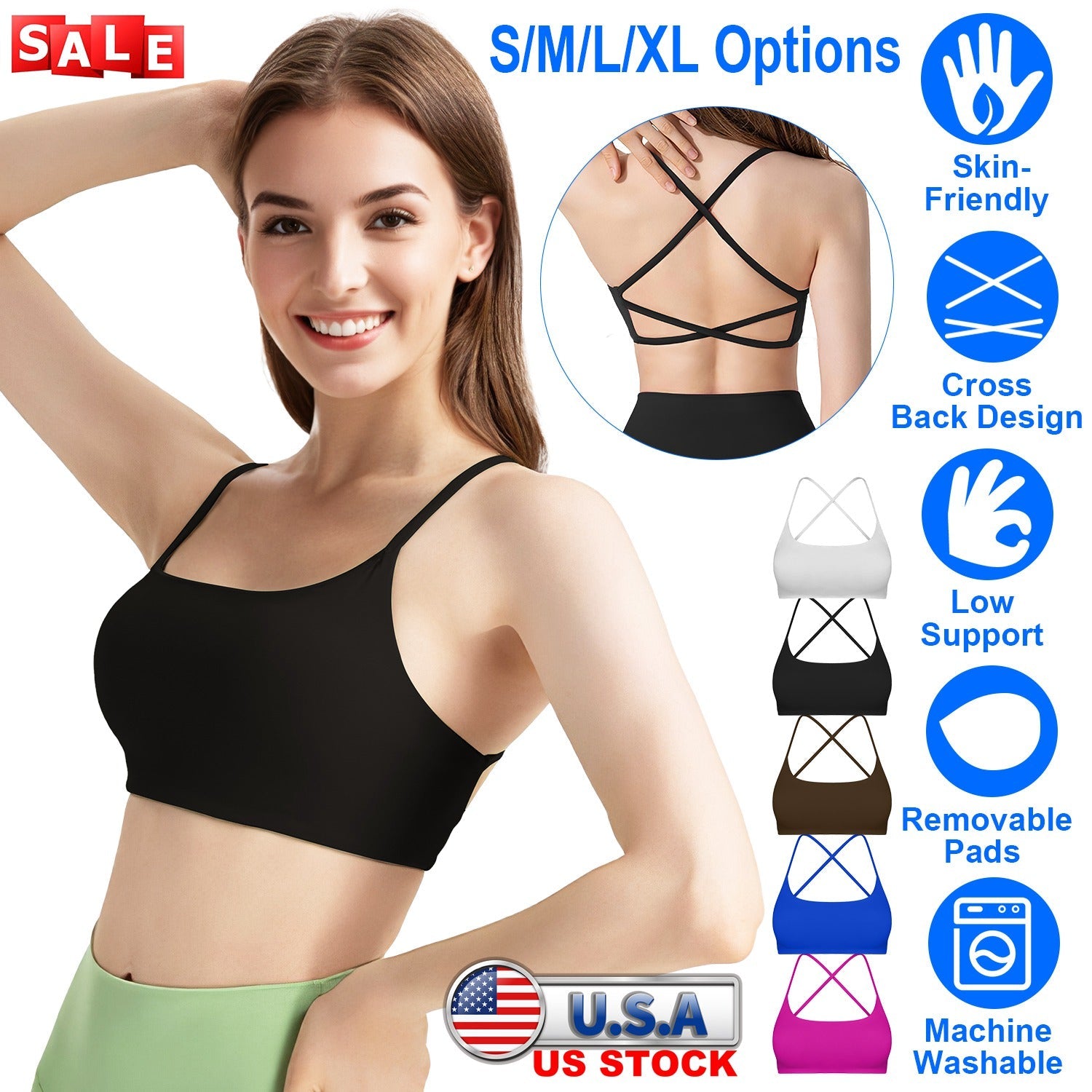 Women's Cross Back Padded Sports Bra
