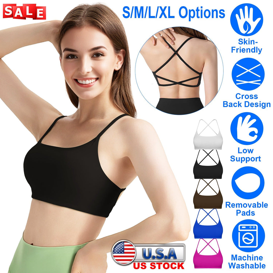 Women's Cross Back Padded Sports Bra