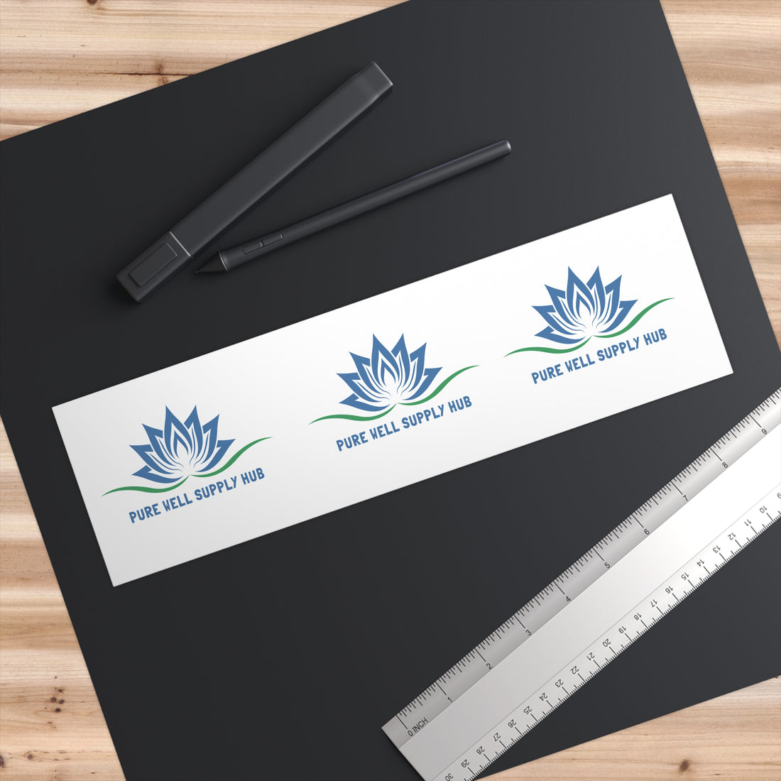 Pure Well Supply Hub Bumper Sticker – Lotus Logo Vinyl Decal (Pack of 3)