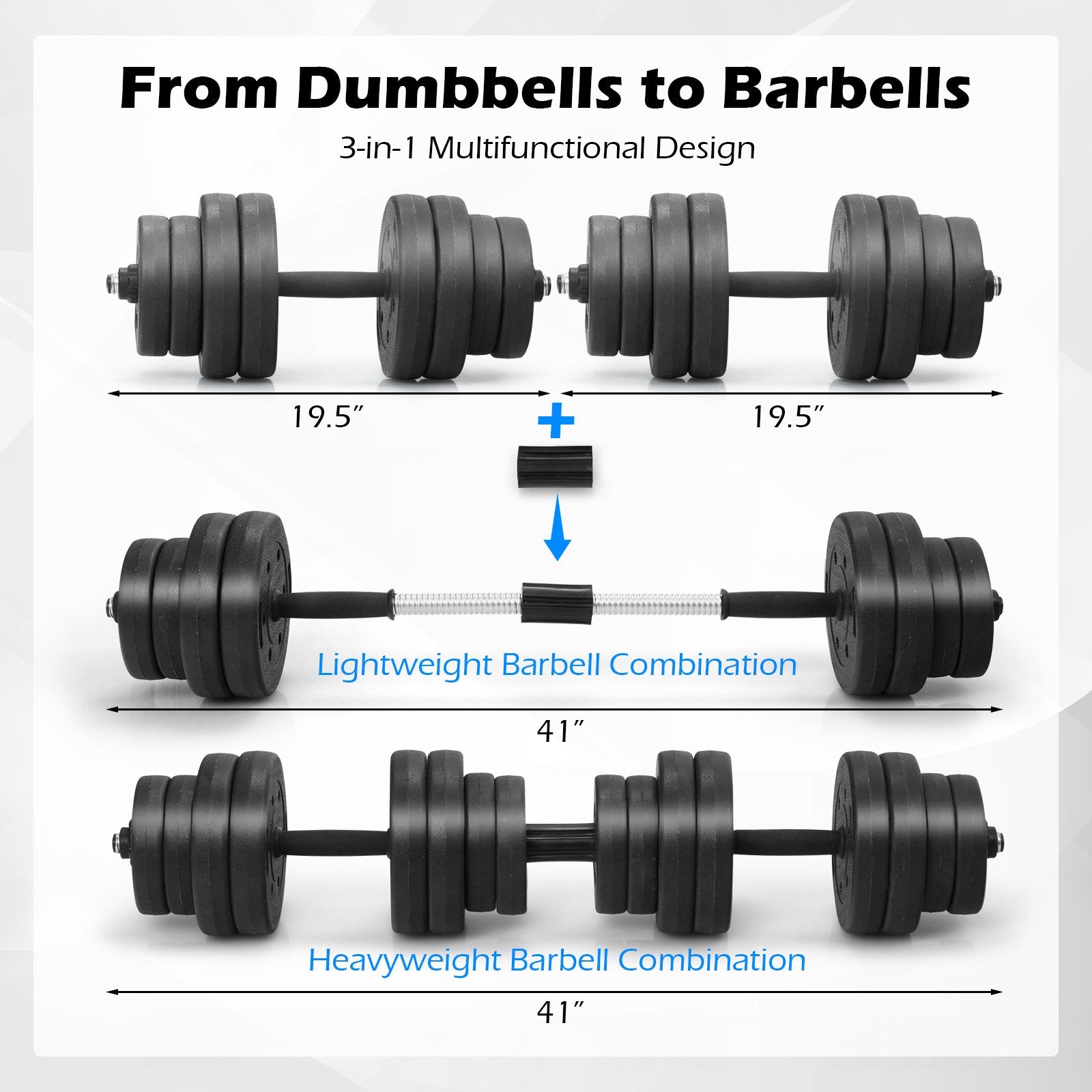 66 LB Adjustable Dumbbells with Connectors