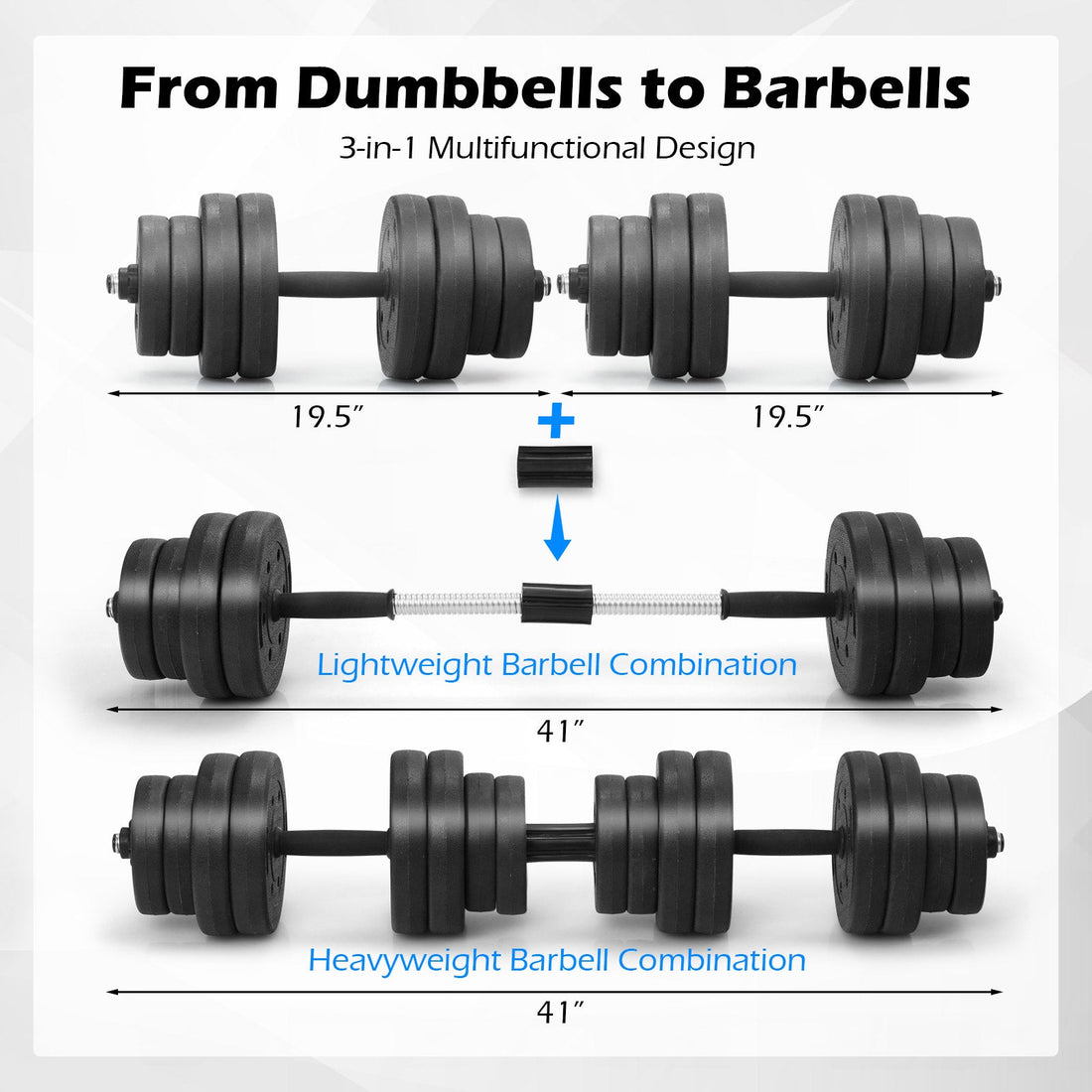 66 LB Adjustable Dumbbells with Connectors