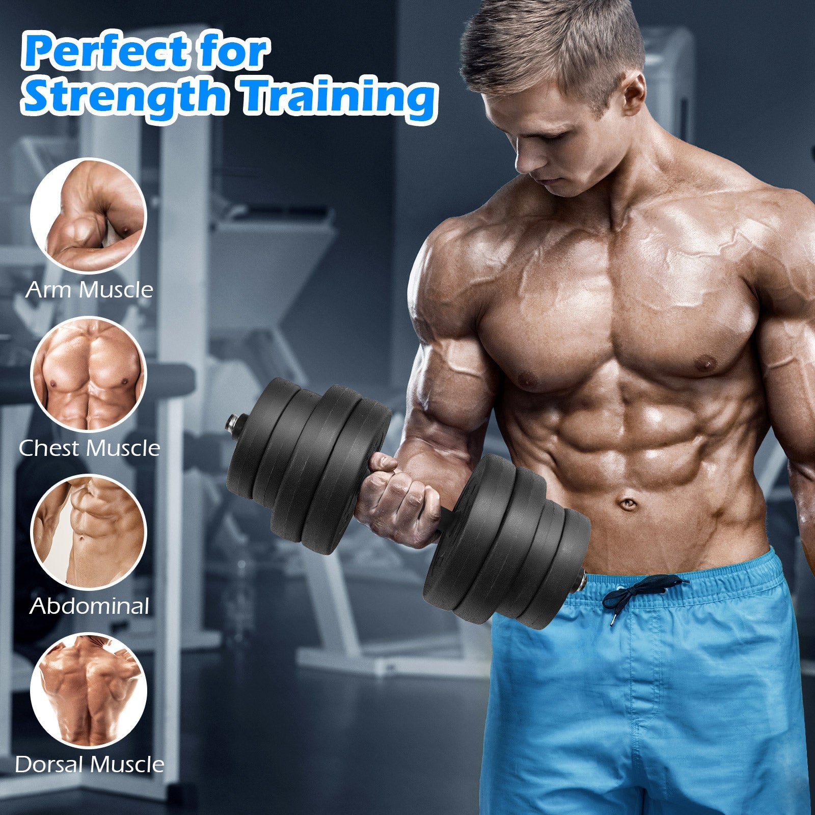 66 LB Adjustable Dumbbells with Connectors