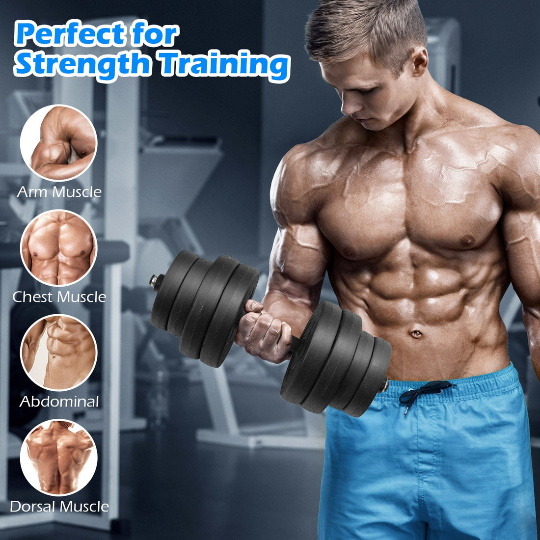 66 LB Adjustable Dumbbells with Connectors