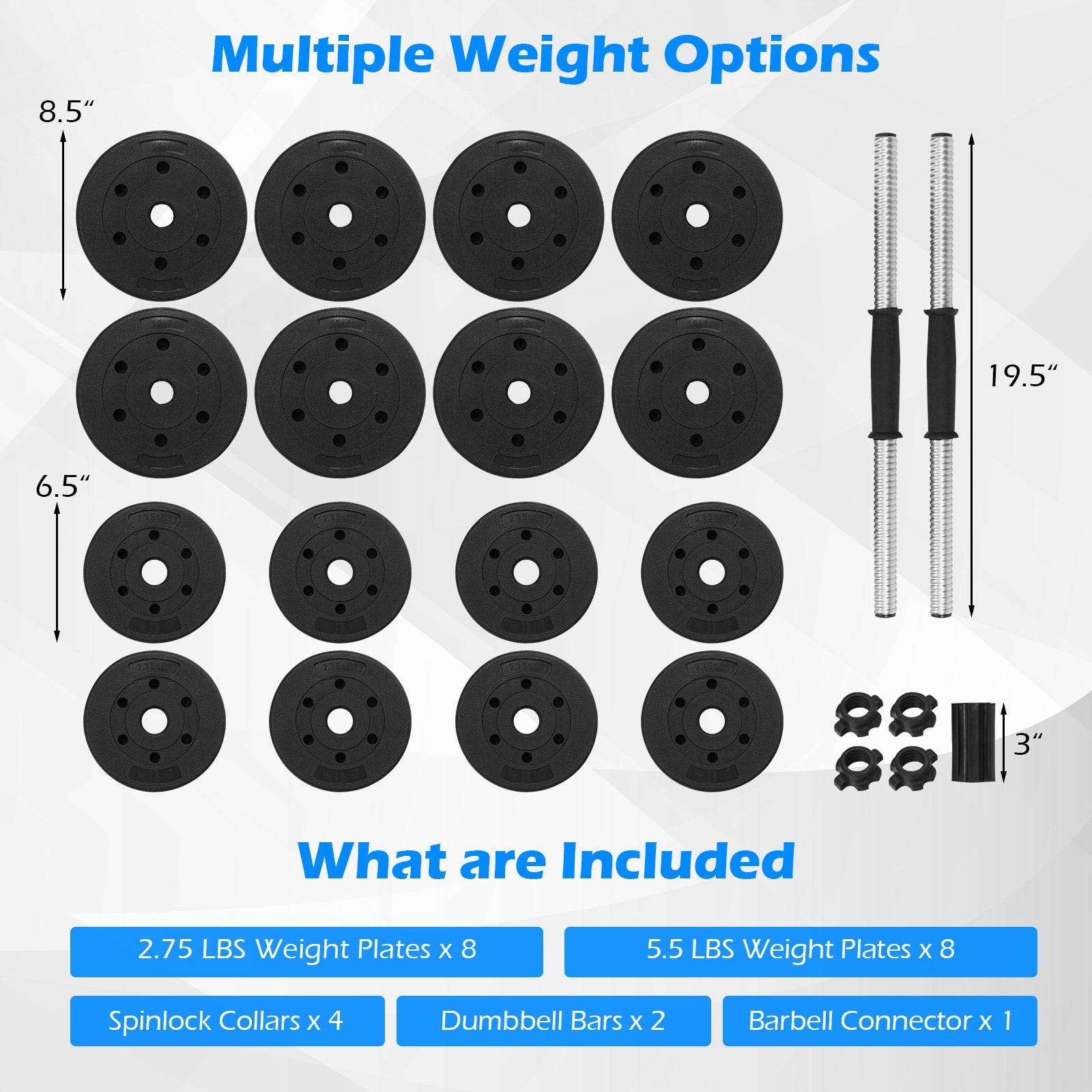 66 LB Adjustable Dumbbells with Connectors