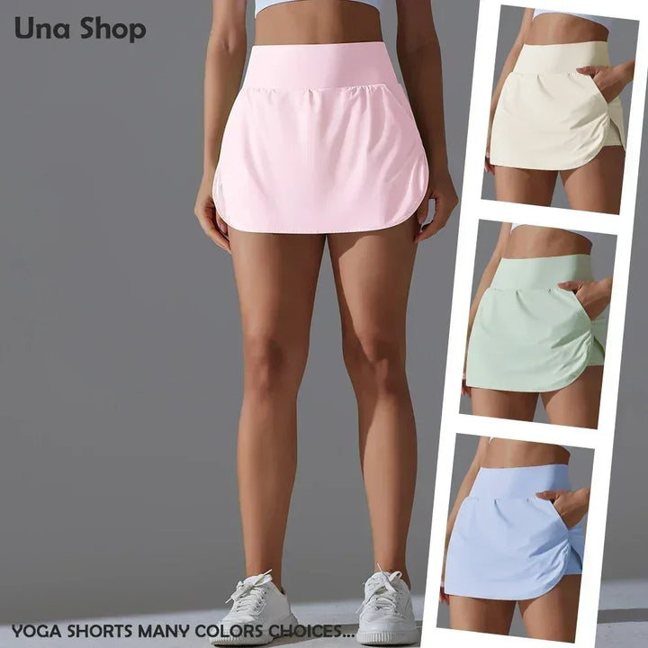 Una-Shop Women's High Waist Yoga Shorts with Pockets