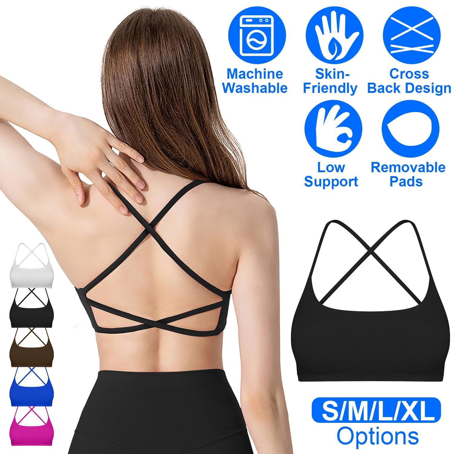 Women's Cross Back Padded Sports Bra