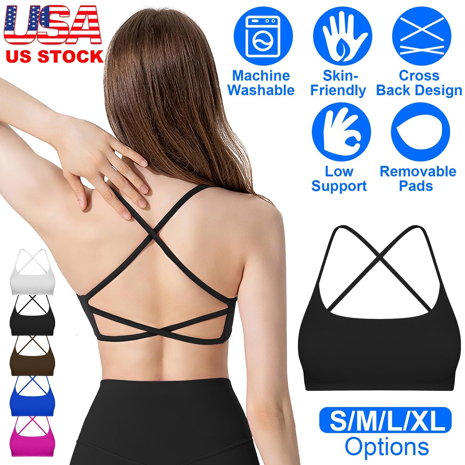 Women's Cross Back Padded Sports Bra