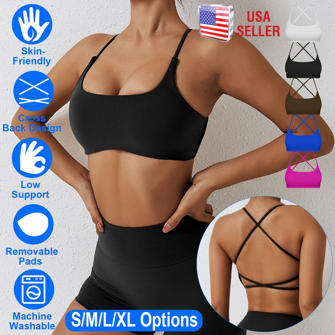 Women's Cross Back Padded Sports Bra